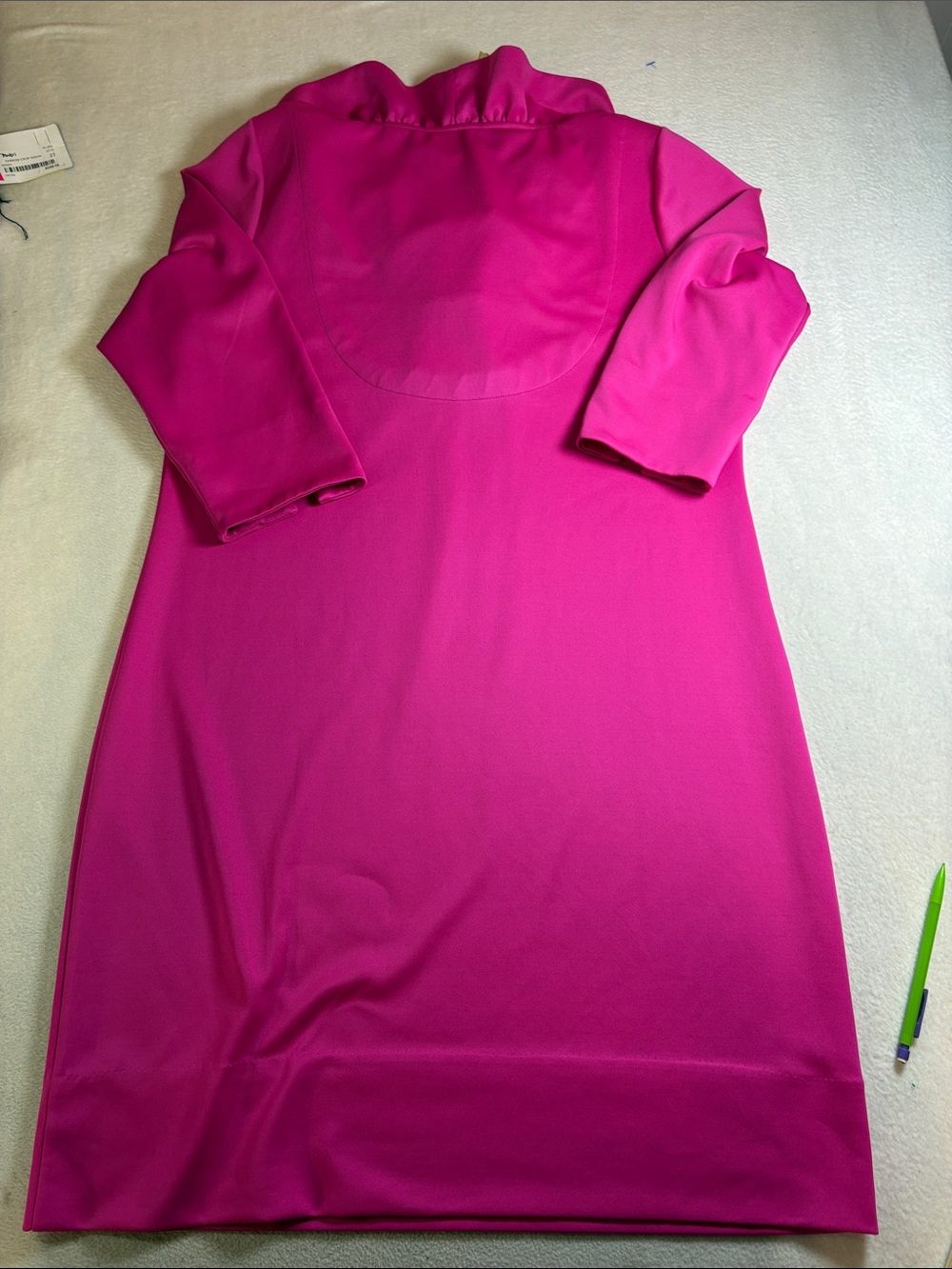 Gretchen Scott Designs Ruffled V-Neck Midi Dress - Bright Fuchsia - Picture 7 of 7